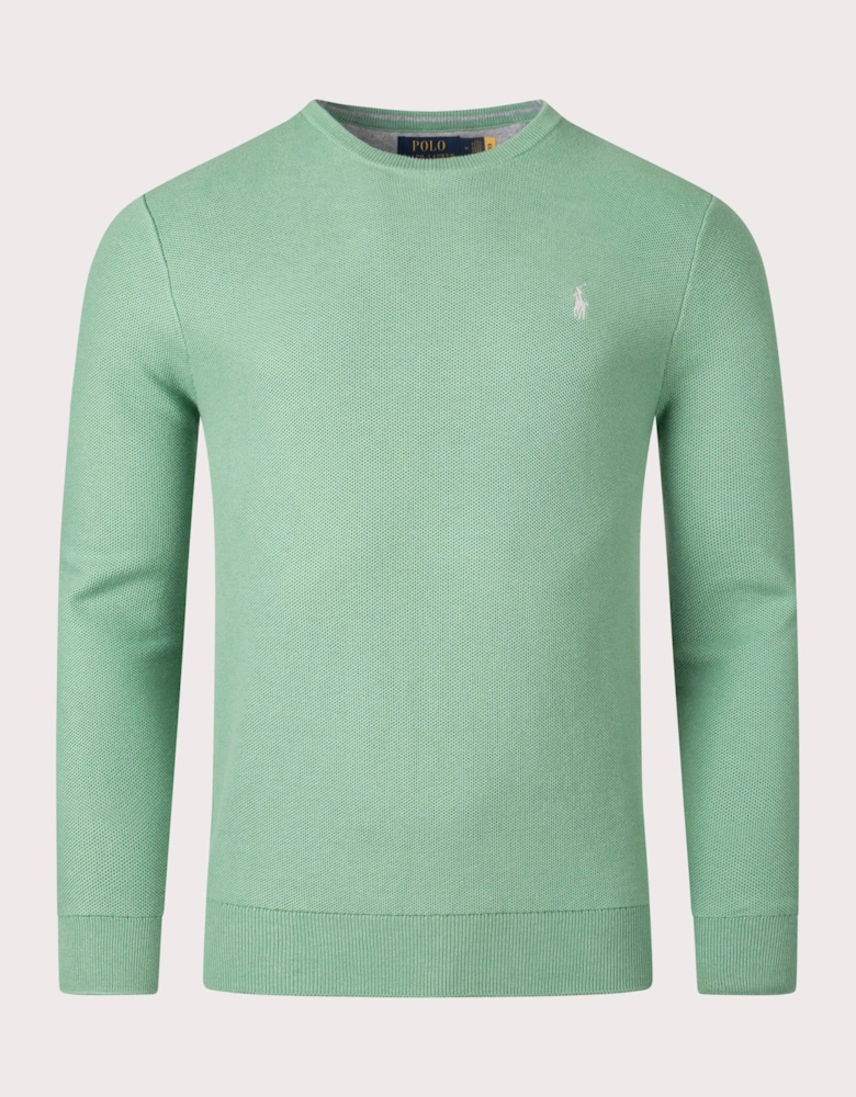 Textured Cotton Mesh Knitted Jumper