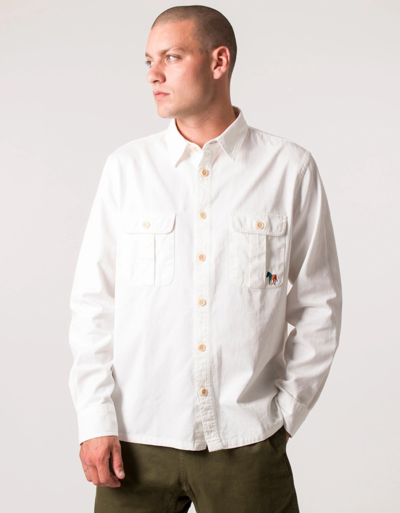 Relaxed Fit Broad Stripe Zebra Logo Shirt