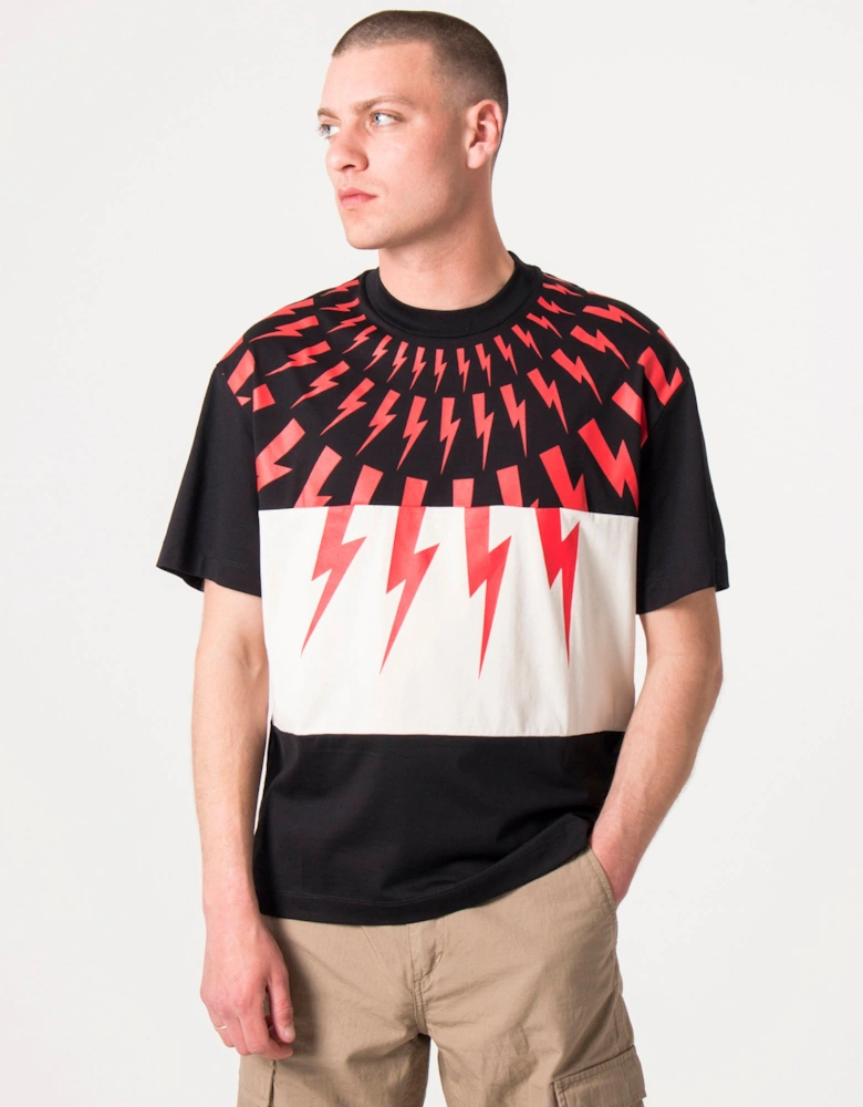 Slim Fit Colour Block Fair Isle Thunderbolt T-Shirt