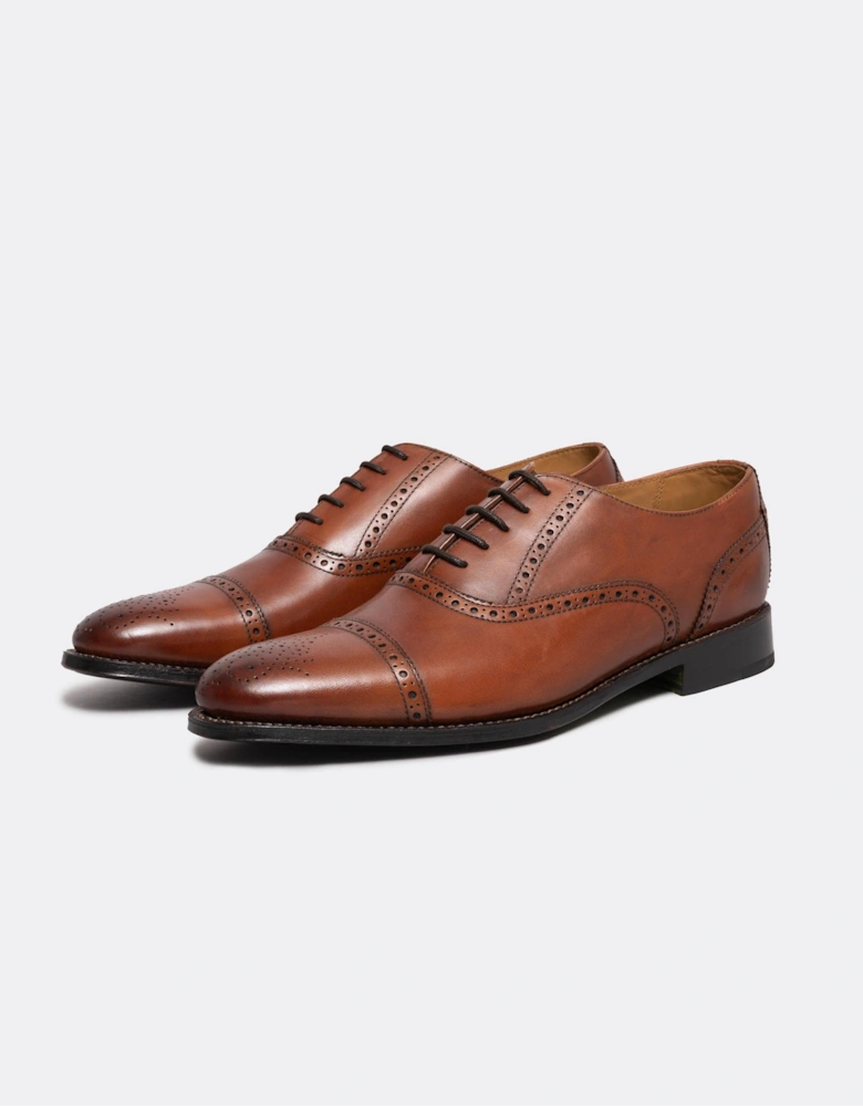 Moycullen Mens Antiqued Calf Leather Semi Brogue Shoes