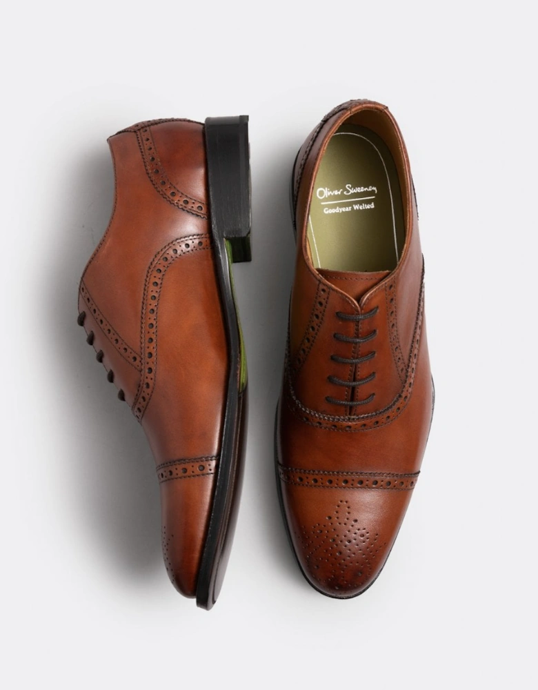 Moycullen Mens Antiqued Calf Leather Semi Brogue Shoes
