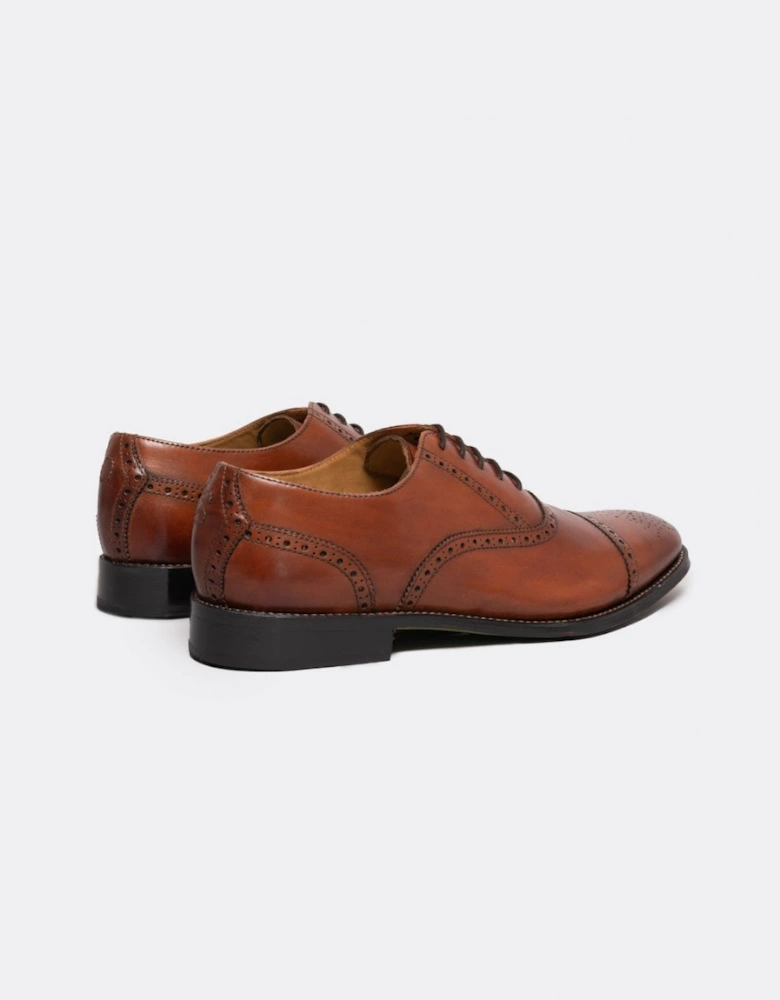 Moycullen Mens Antiqued Calf Leather Semi Brogue Shoes