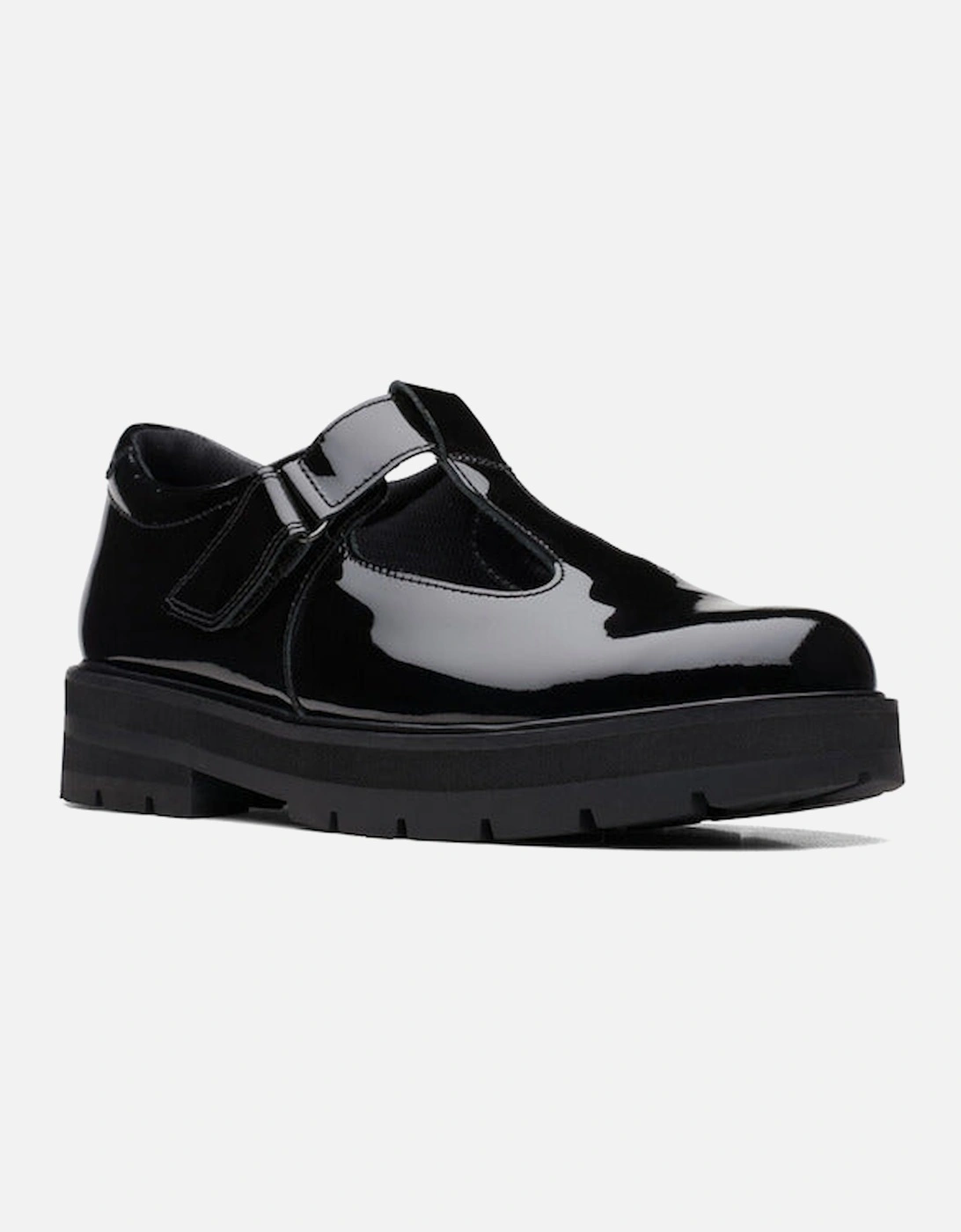 Prague Bril Kid black patent school shoe