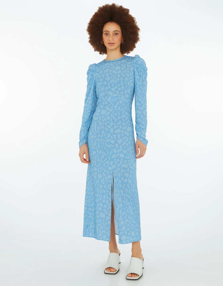 Marie Tea Dress in Blue Cheetah Print