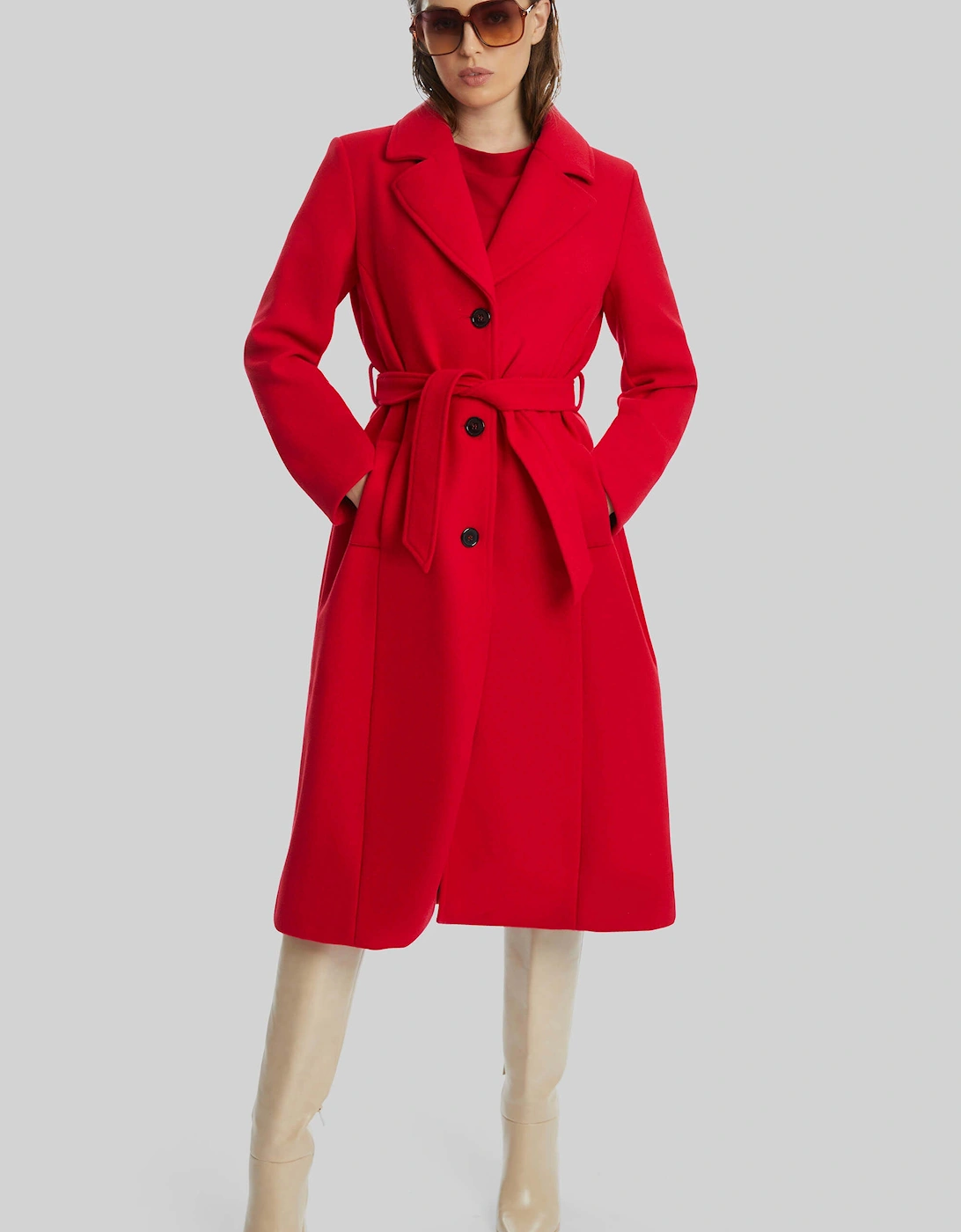 Three Buttons Belted Coat in Red, 6 of 5