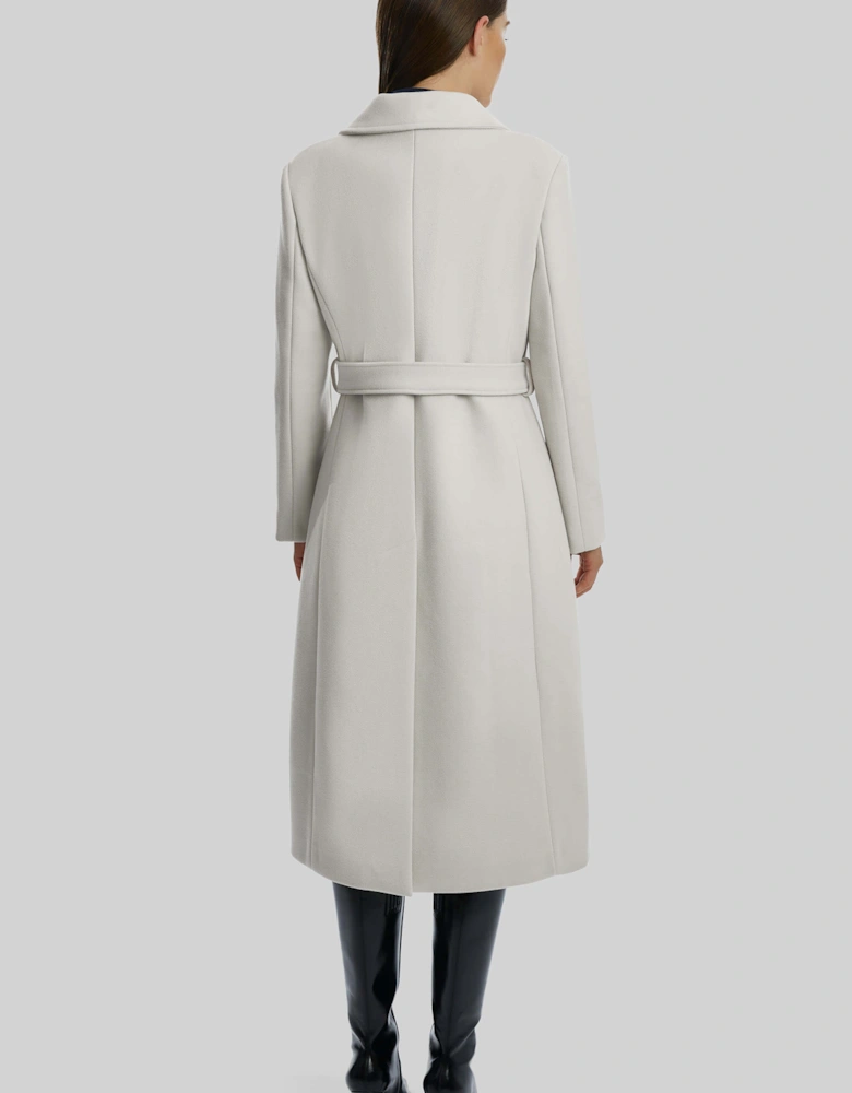 Three Buttons Belted Coat in White