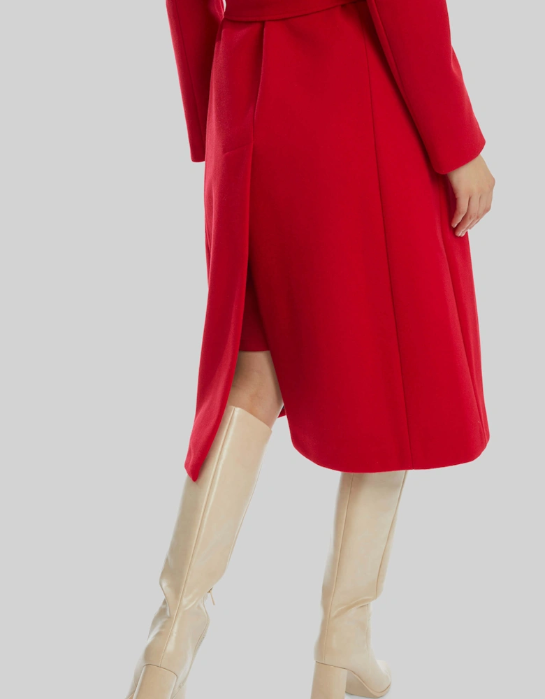 Three Buttons Belted Coat in Red