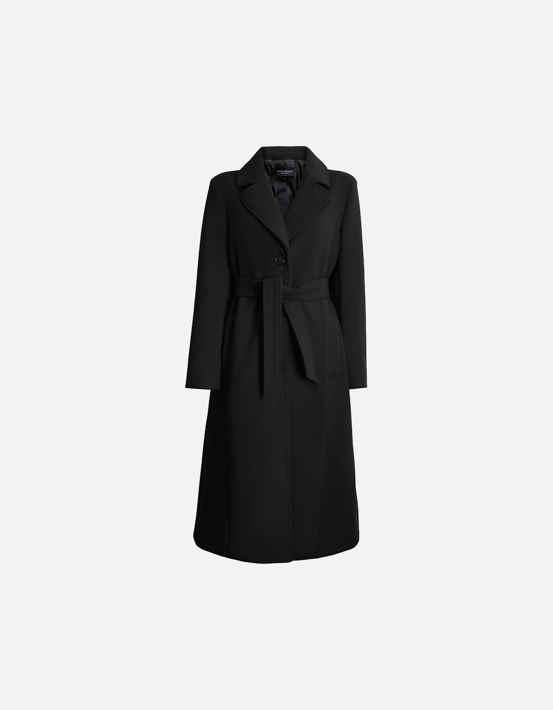 Three Buttons Belted Coat in Black