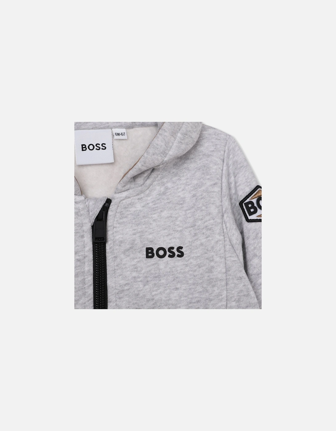 Boss Baby Boys Logo Hoodie in Grey