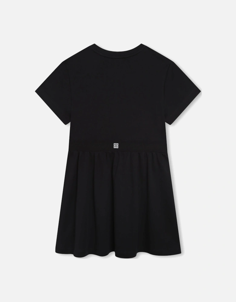 Girls 4G Print Dress in Black