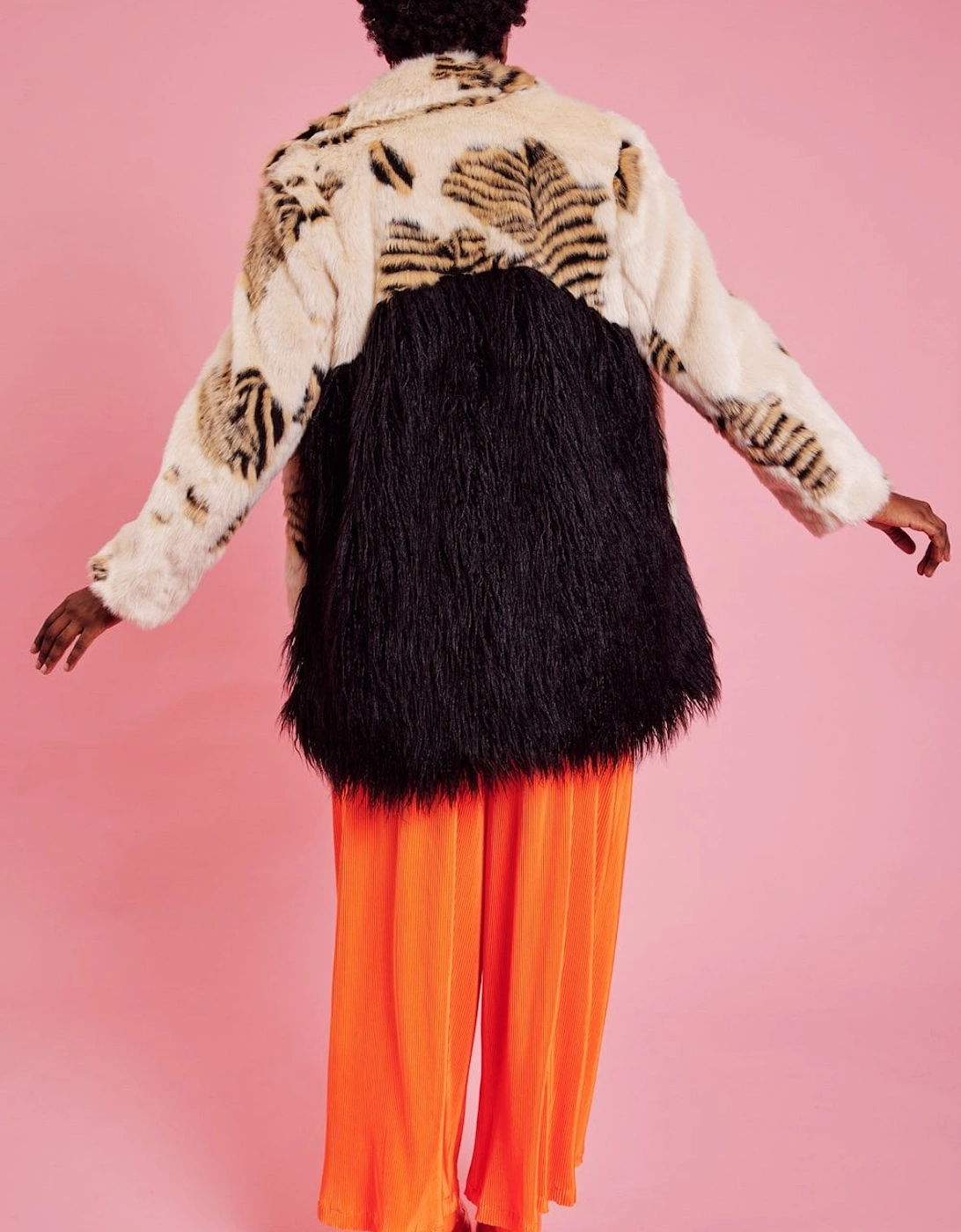 Tiger Faux fur and Mongolian Cream Coat