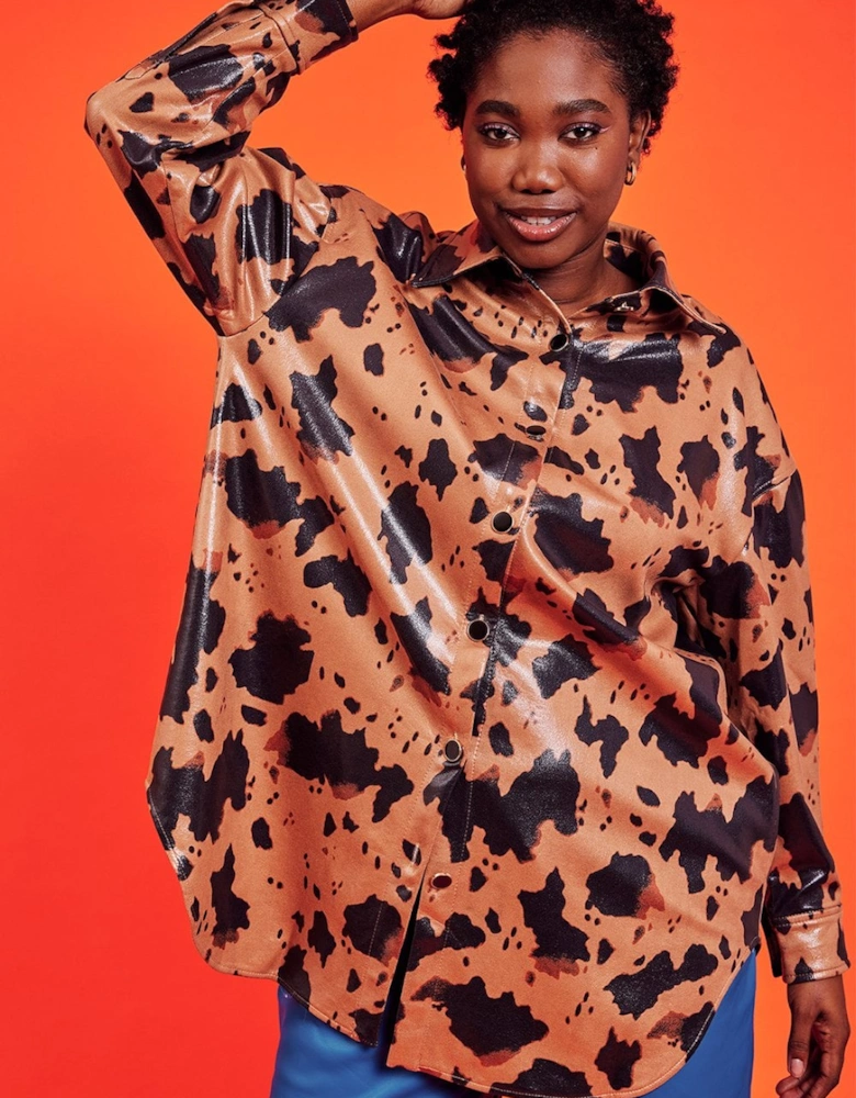 Cow Print Oversized Shacket