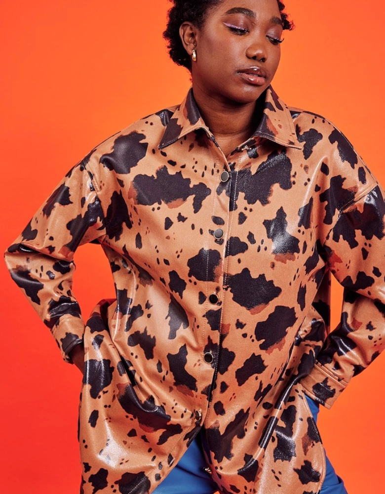 Cow Print Oversized Shacket