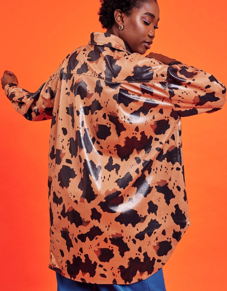 Cow Print Oversized Shacket