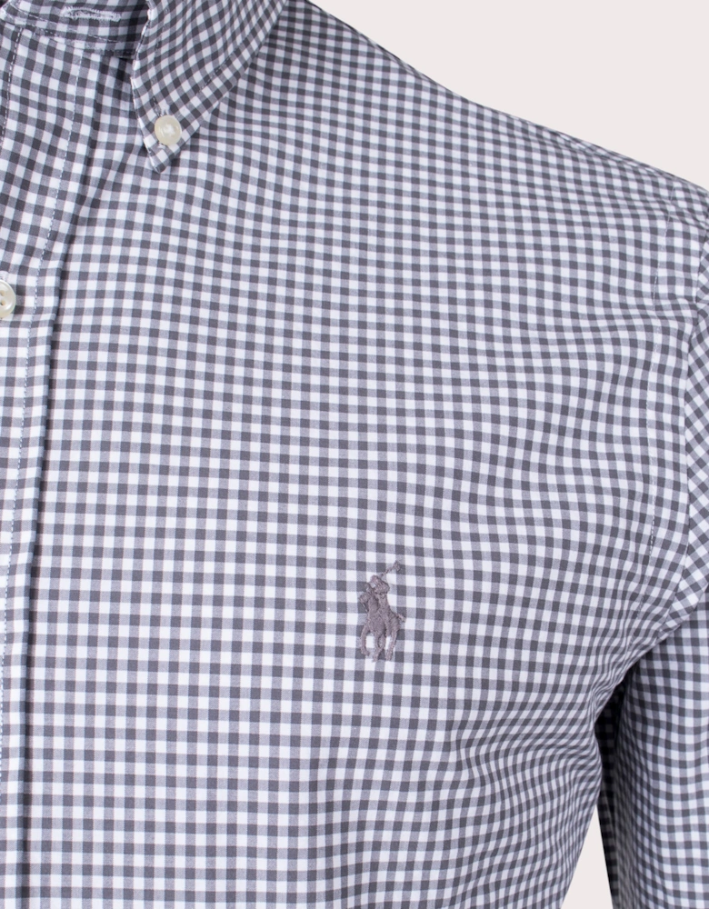 Slim Fit Gingham Stretch Poplin Shirt