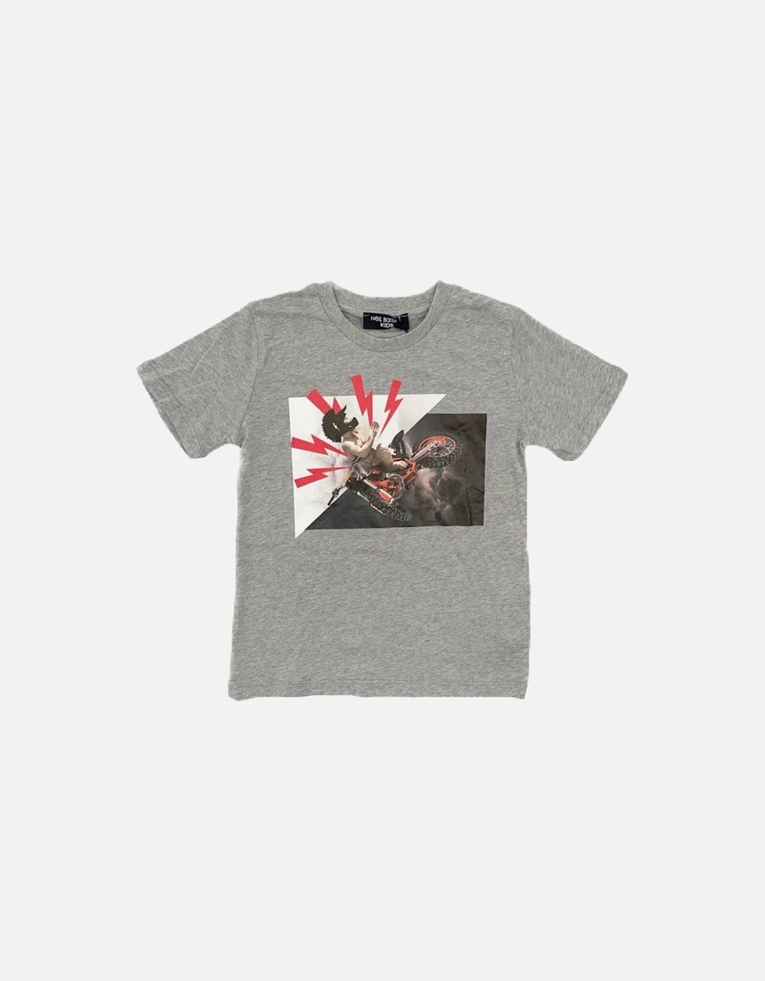 Boys Grey Cotton Motorbike Print T-Shirt, 2 of 1