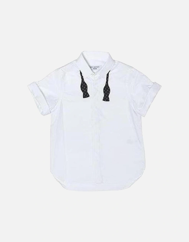 Boys White Shirt With Bow Tie Print