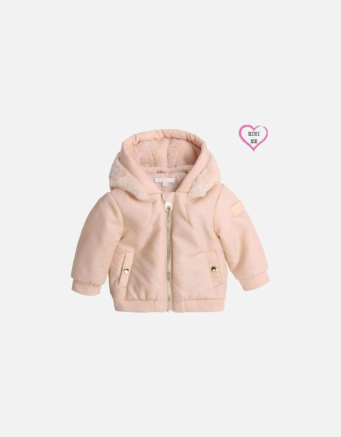 Girls Pale Pink Bomber Jacket, 2 of 1