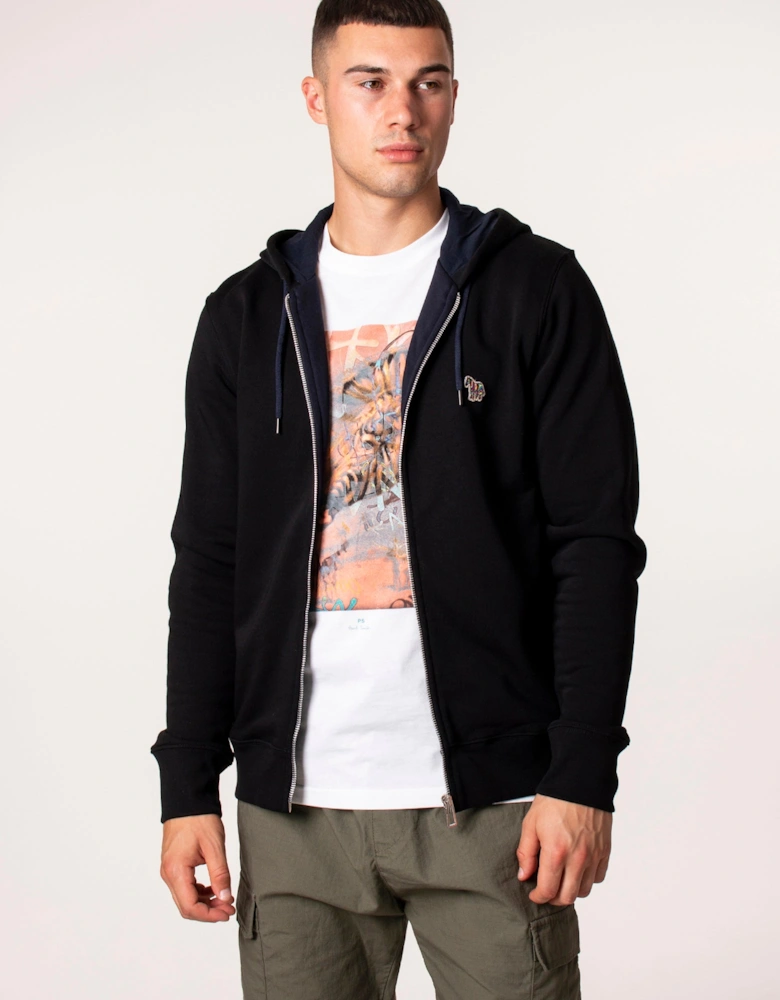 Zip Through Zebra Logo Hoodie