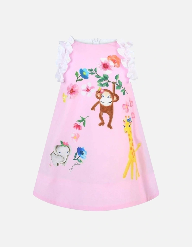 Girls Monkey Frill Dress