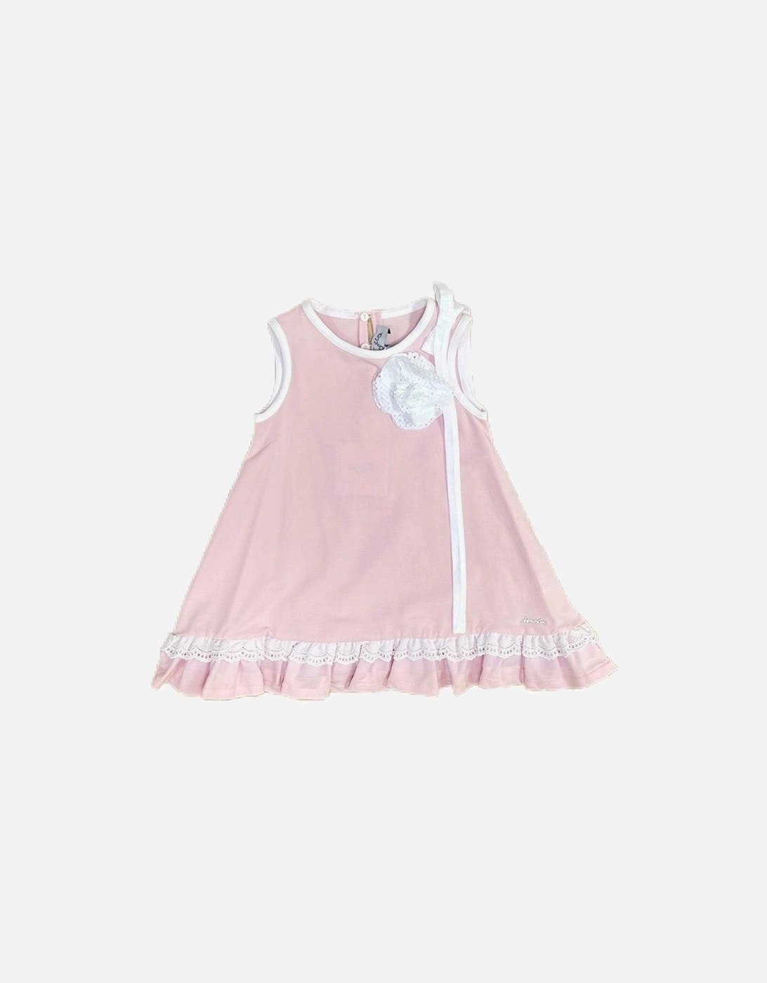 Baby Girls Pink Dress With Rose, 2 of 1