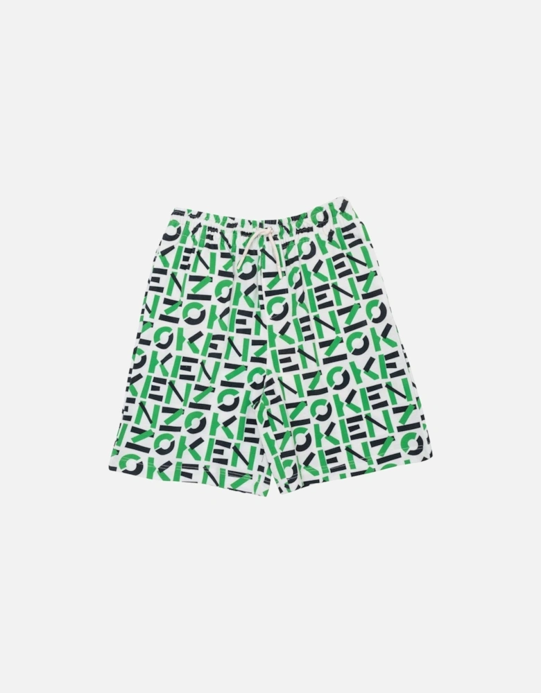 Boys Green Logo Mania Bermuda Shorts