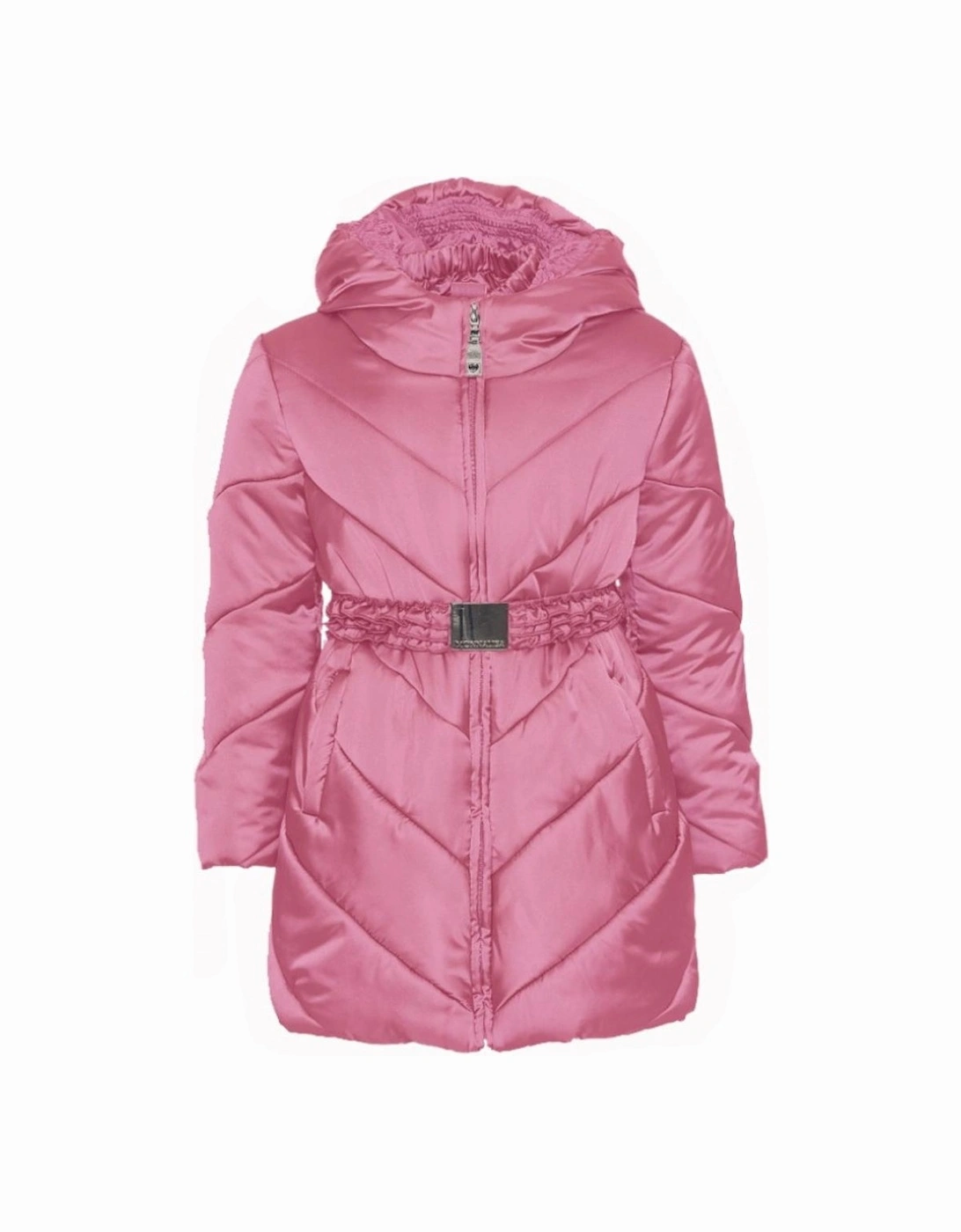 Girls Pink Down Padded Coat, 2 of 1
