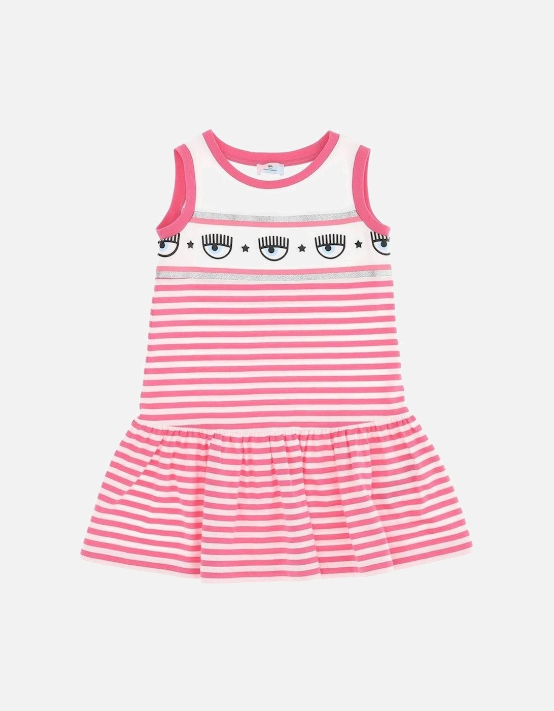 Girls Pink Stripe Logo Dress, 3 of 2