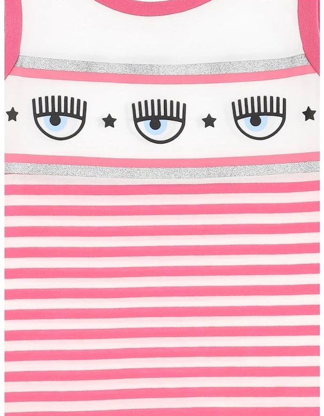 Girls Pink Stripe Logo Dress