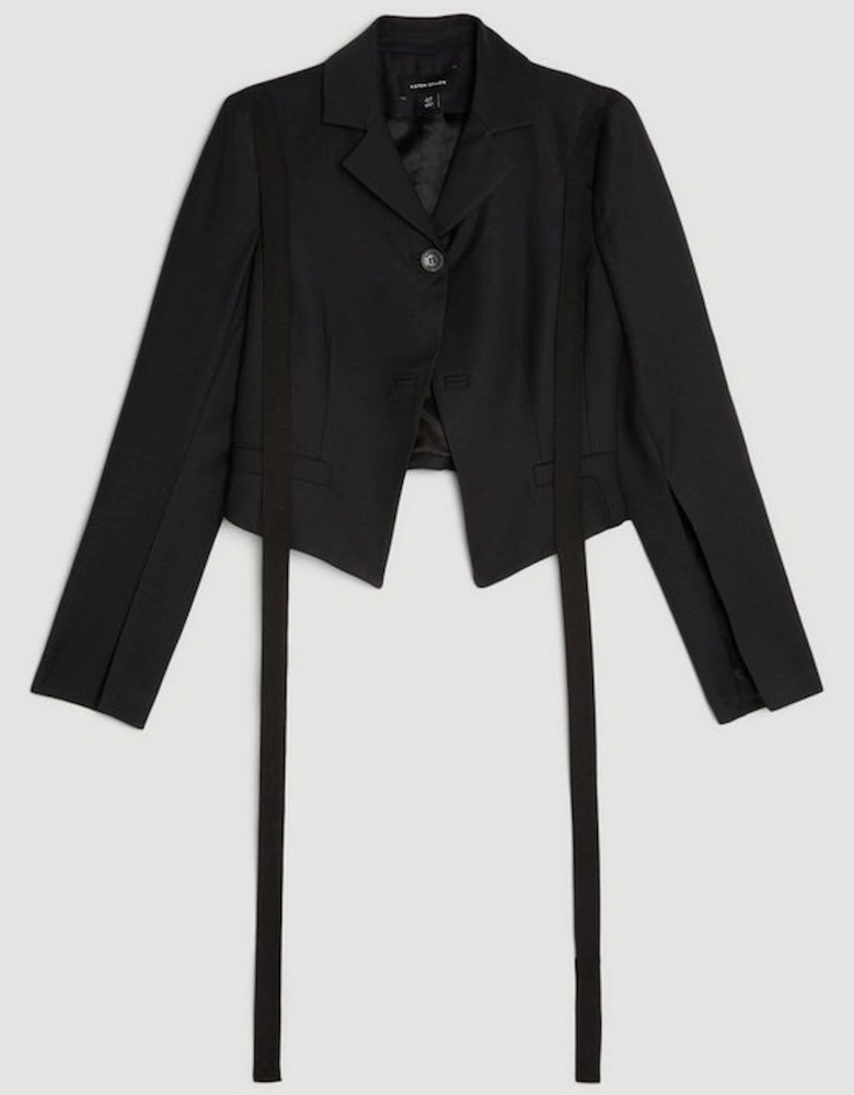 The Founder Tailored Wool Blend Tie Detail Jacket