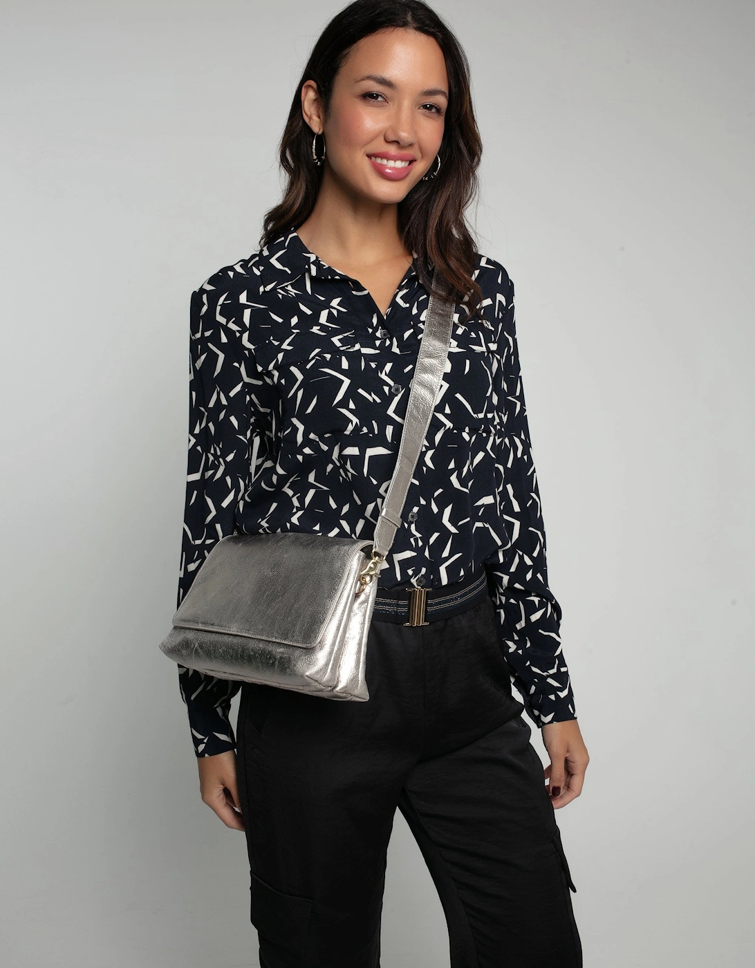 Nooki Design Women's CHESTER METALLIC LEATHER CROSS BODY BAG-GOLD - Silver - Size: ONE,