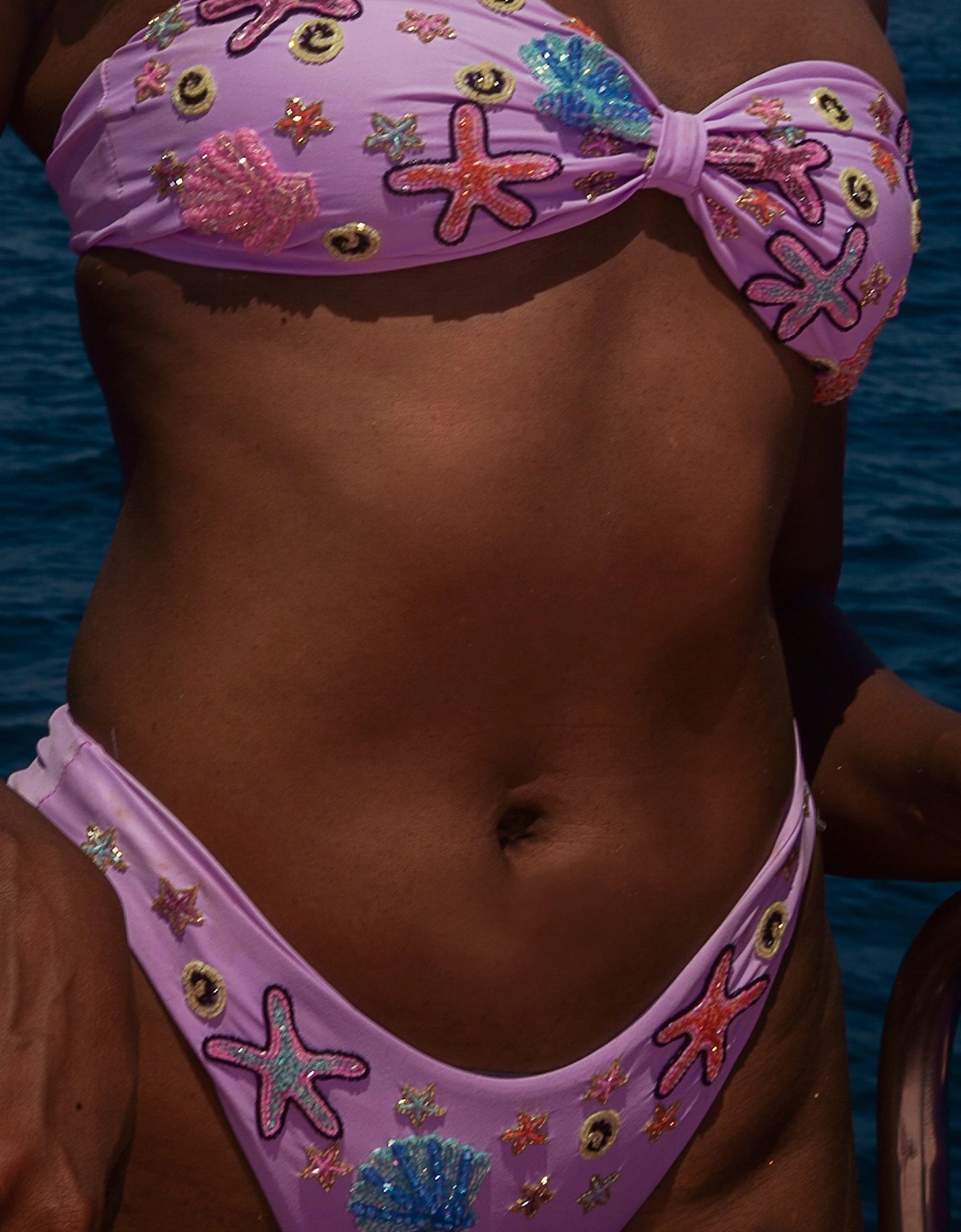 Quinn Embellished Slip On Lilac Bikini Bottoms, 6 of 5