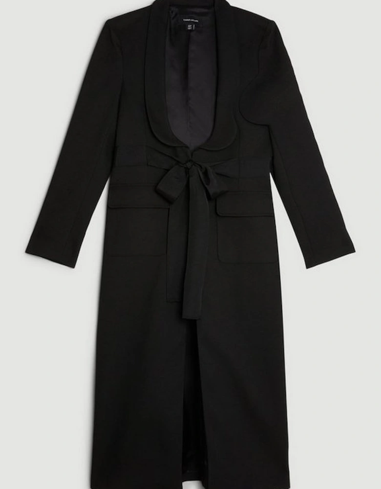 The Founder Premium Twill Tie Waist Detail Maxi Coat