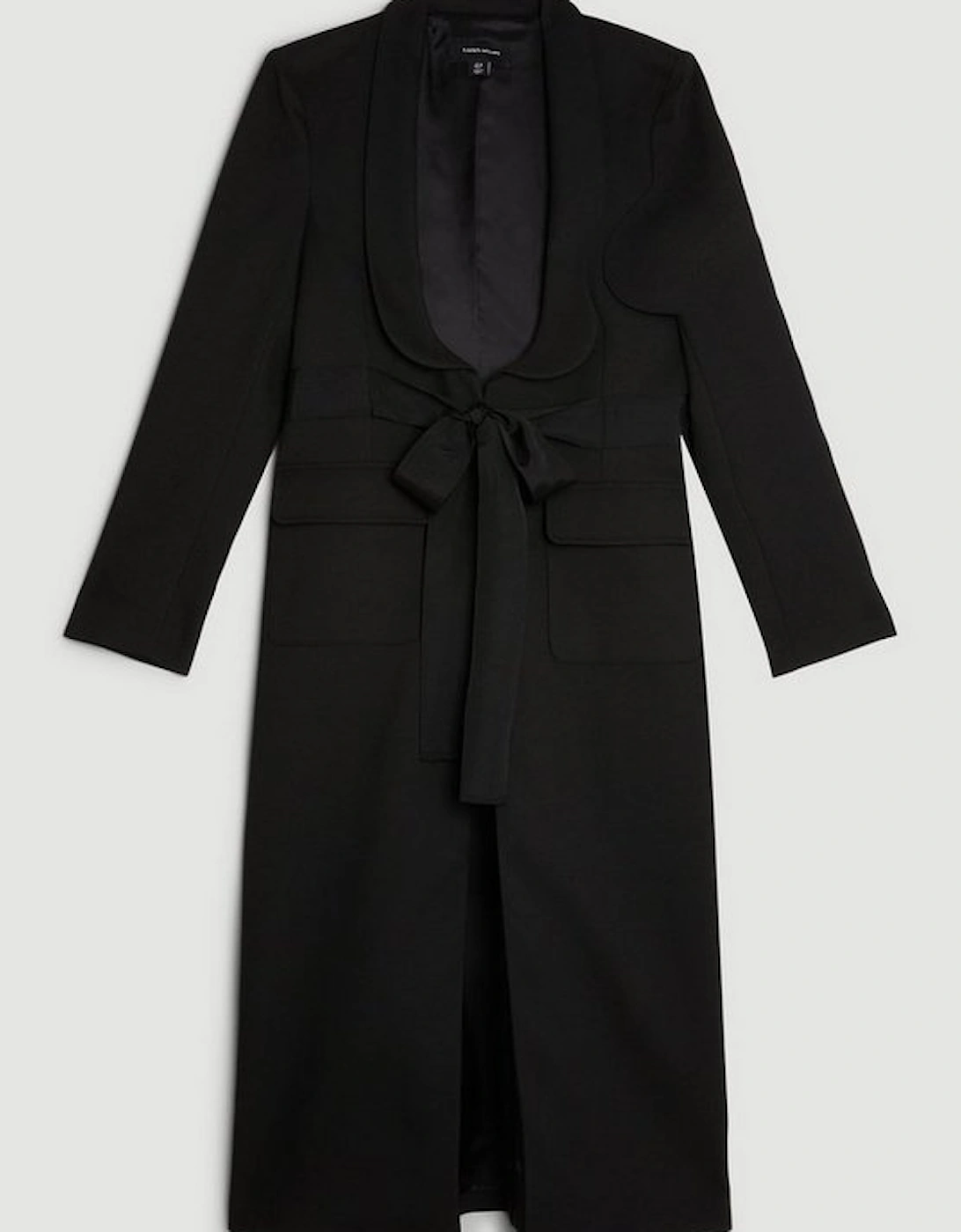 The Founder Premium Twill Tie Waist Detail Maxi Coat