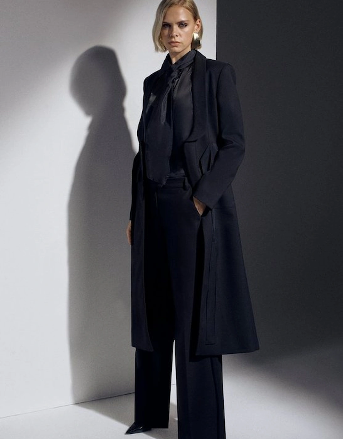 The Founder Premium Twill Tie Waist Detail Maxi Coat, 5 of 4