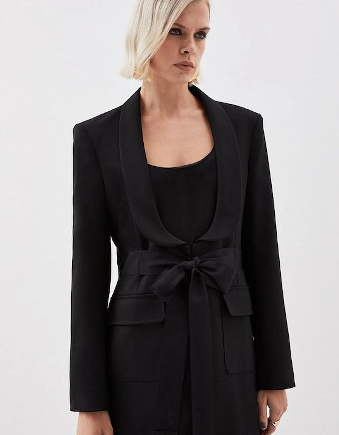 The Founder Premium Twill Tie Waist Detail Maxi Coat