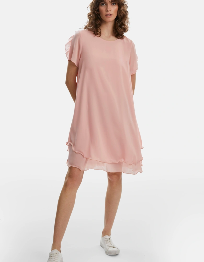 Short Sleeve Wave Hem Dress Pale Pink