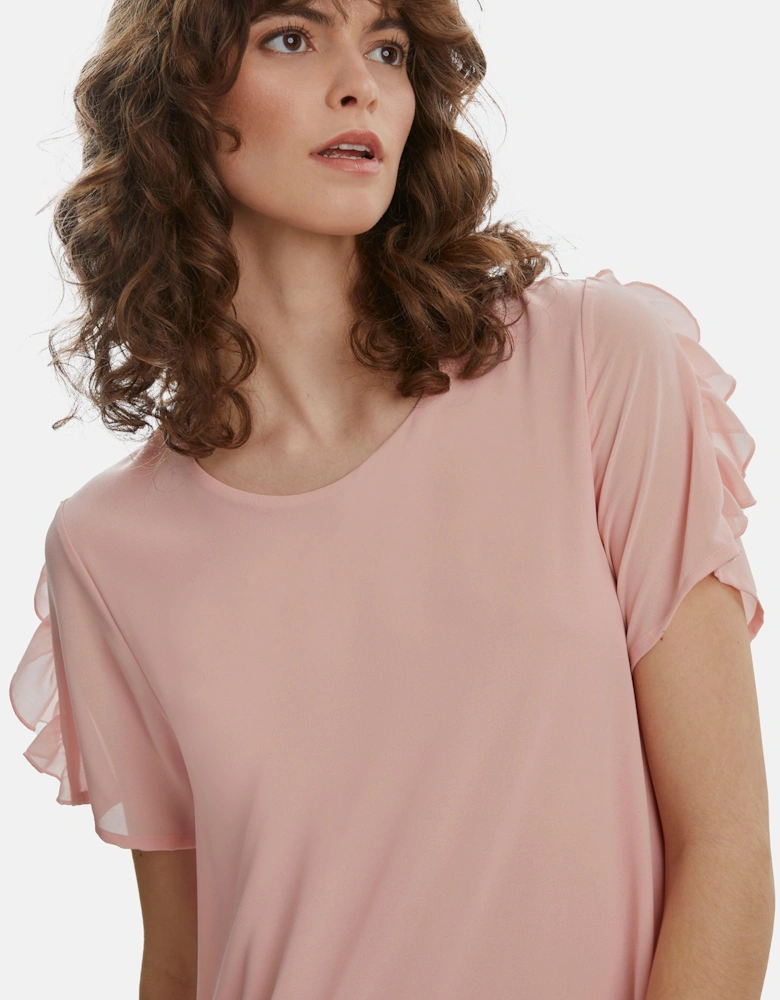 Short Sleeve Wave Hem Dress Pale Pink