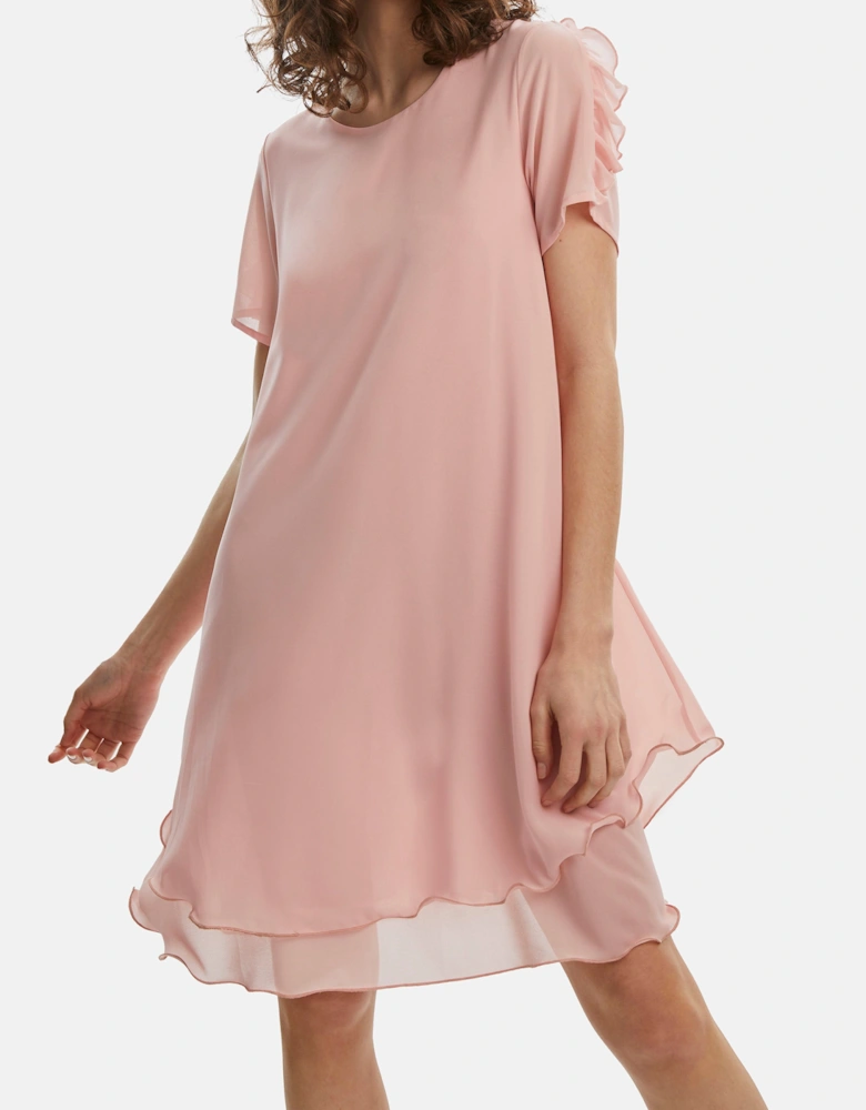 Short Sleeve Wave Hem Dress Pale Pink