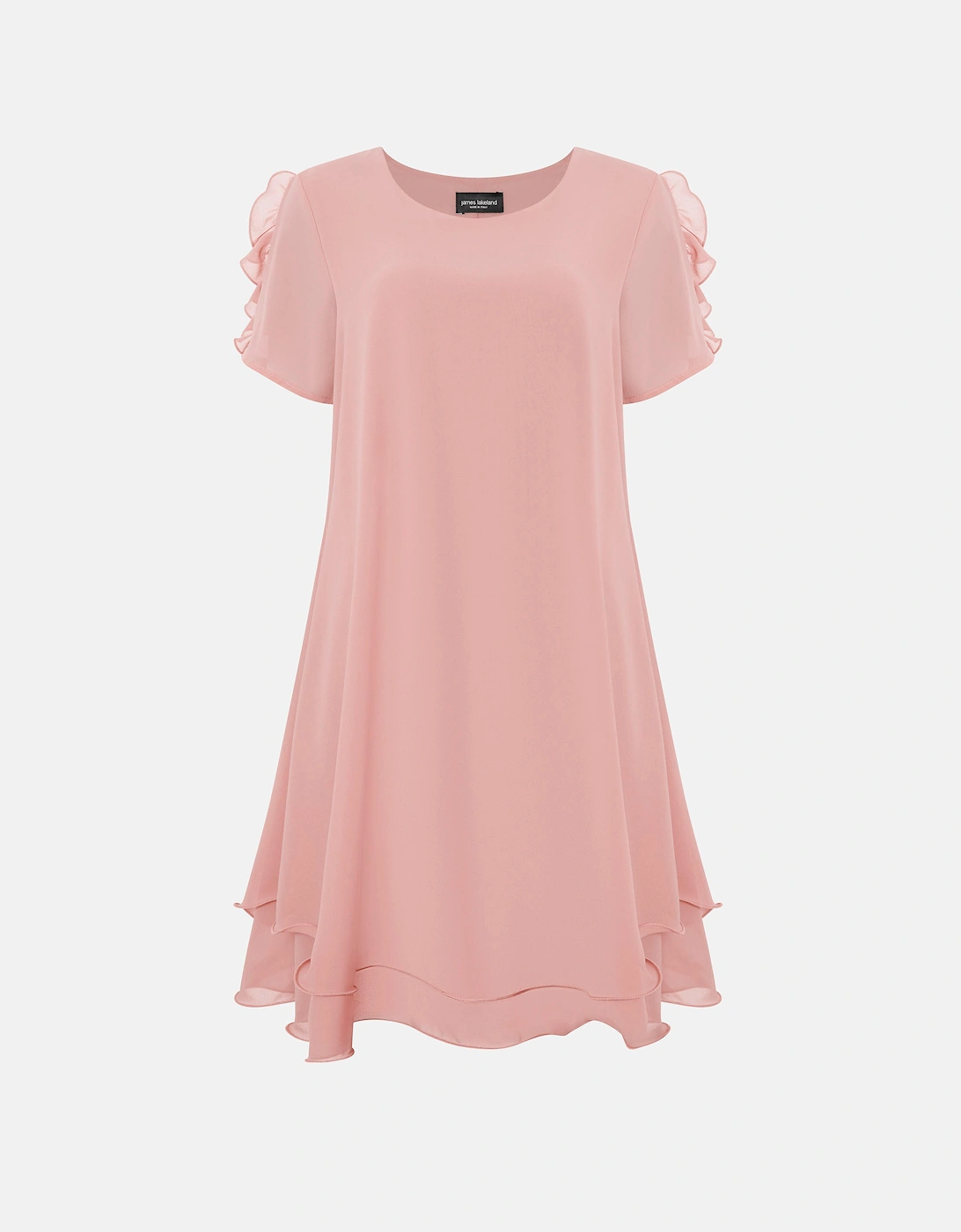 Short Sleeve Wave Hem Dress Pale Pink