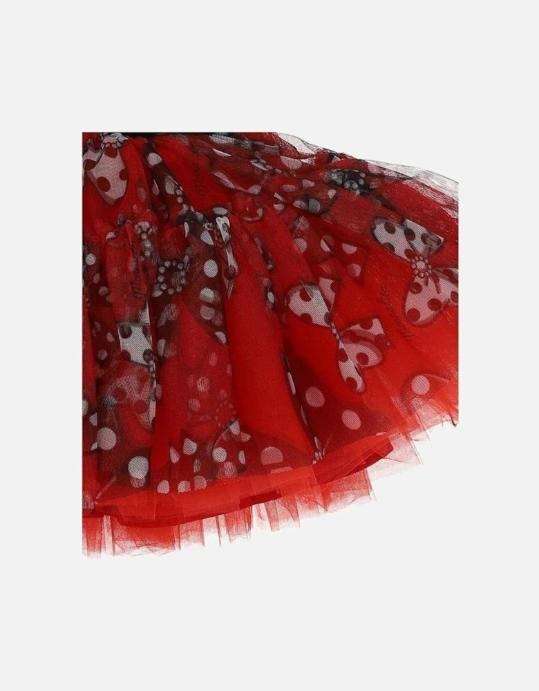 Girls Red Bow Tulle Skirt