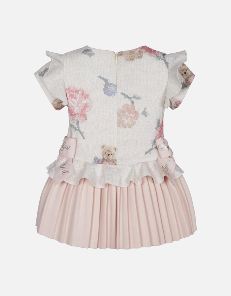 Girls Pink & Beige Flower Dress