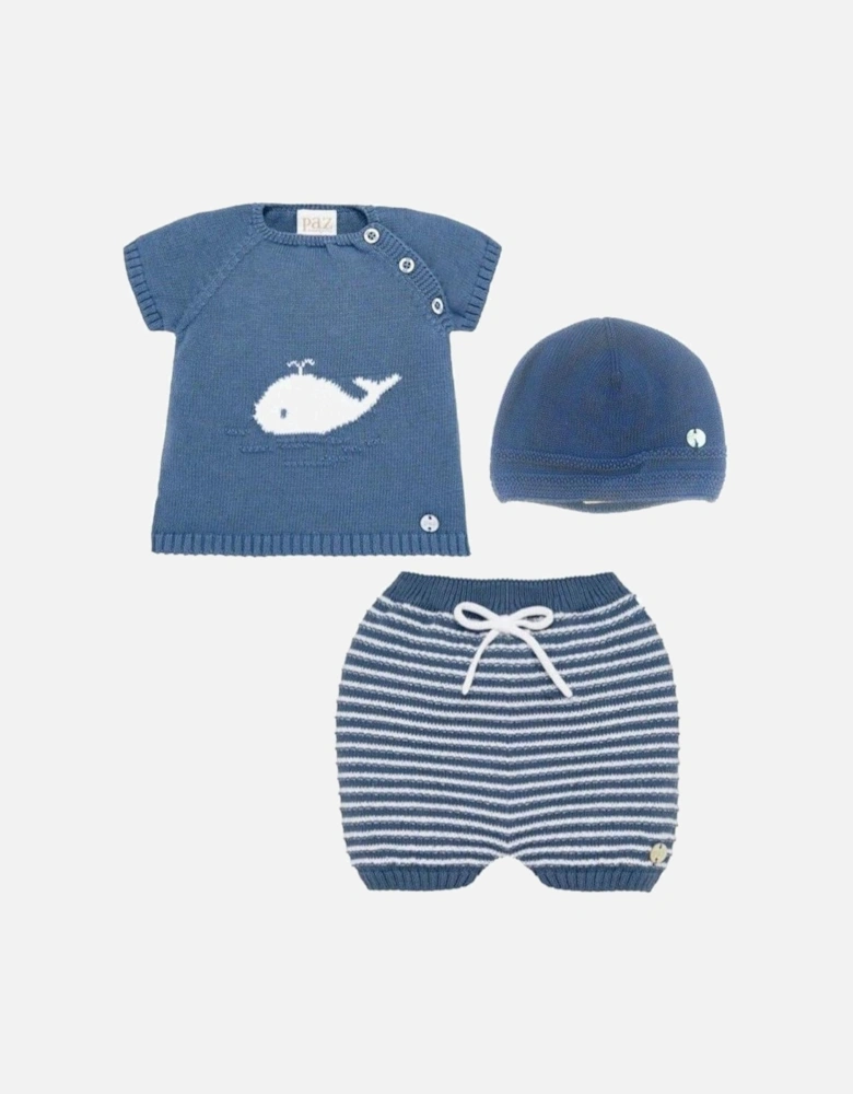 Boys Blue Knit Short Set