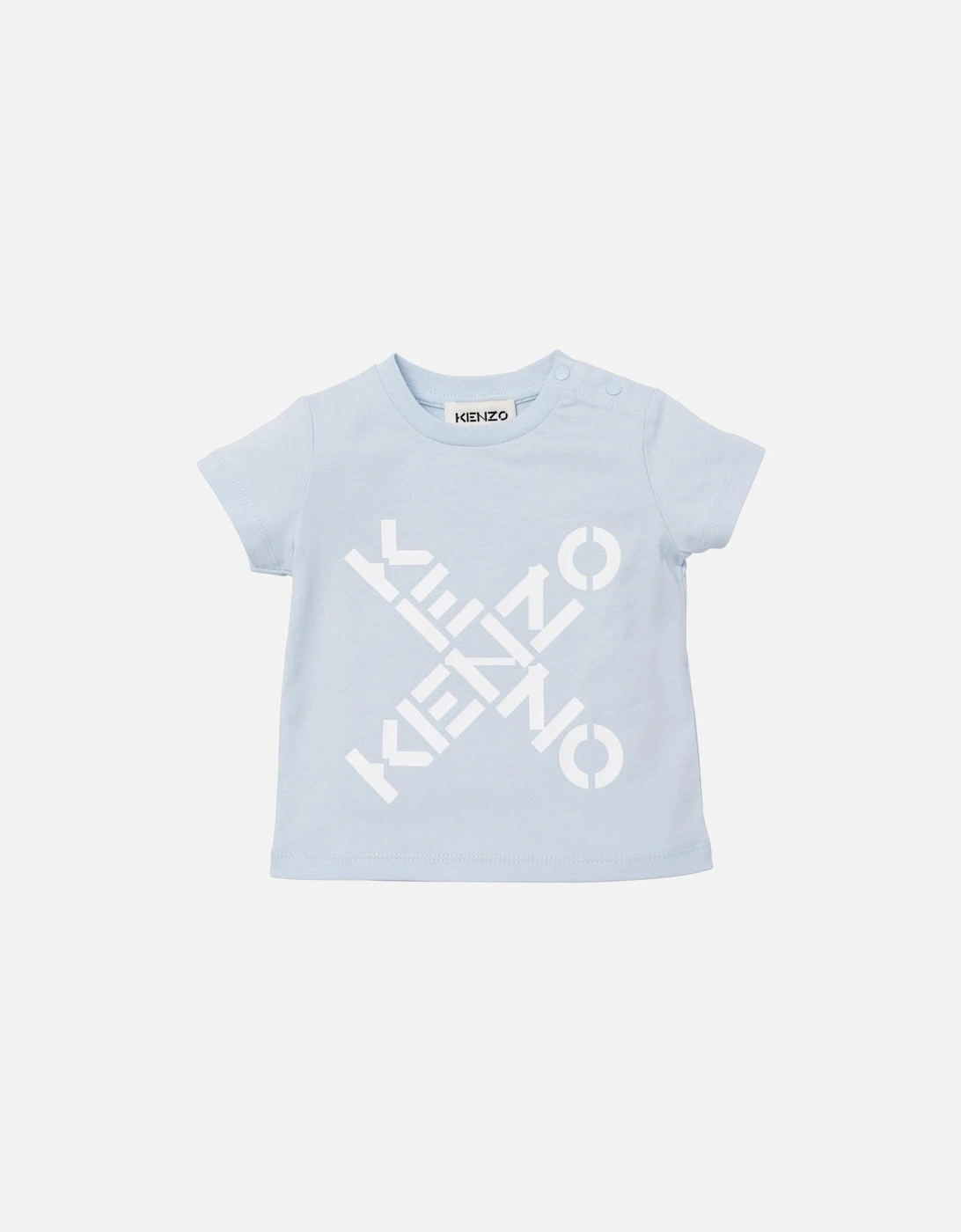 Baby Boys Blue Cross Logo T-Shirt, 3 of 2