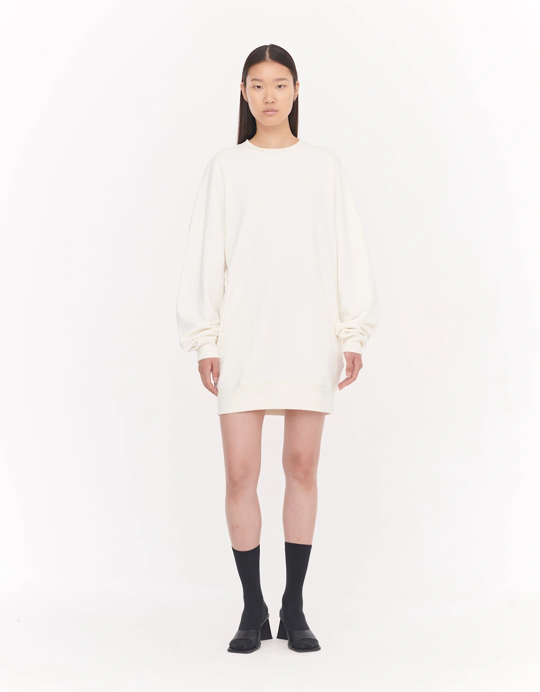 Brielle Sweatshirt Dress in Off White, 5 of 4