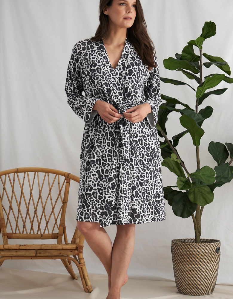 Bamboo Kimono Robe in Luxe Leopard