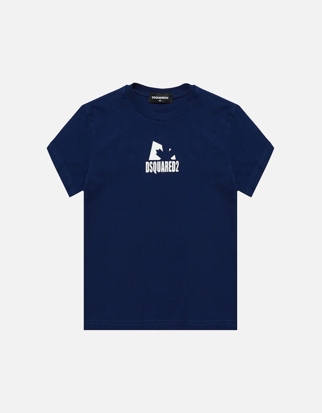 Boys Logo Print Cotton T-Shirt Navy, 4 of 3