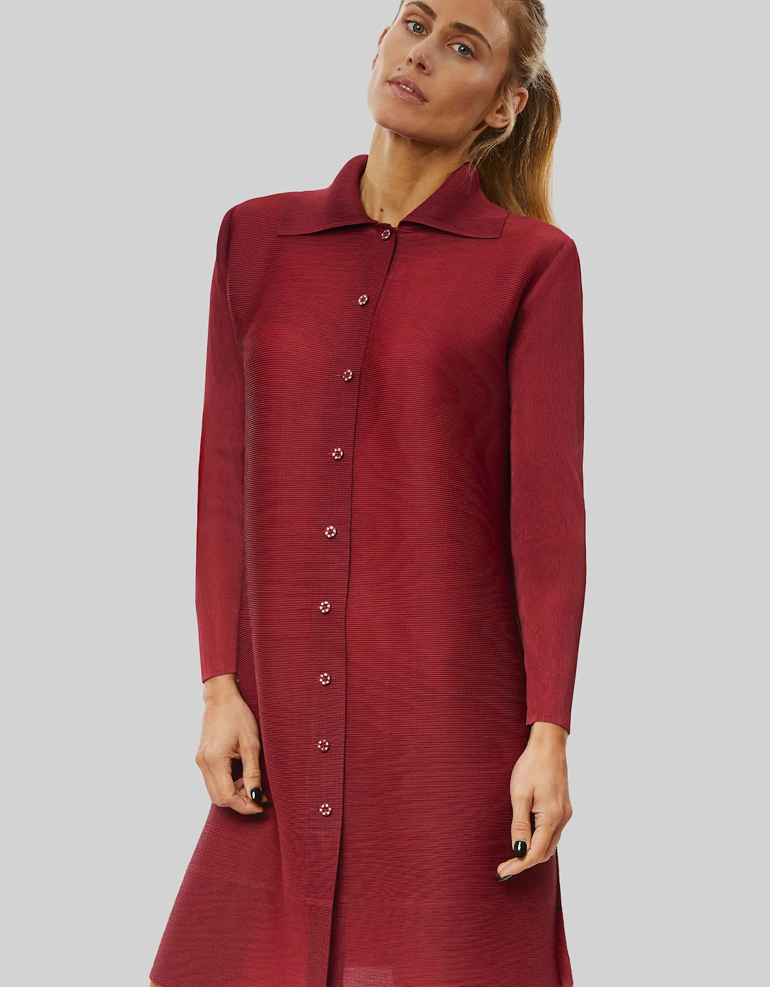 Pleated Shirt In Burgundy, 5 of 4