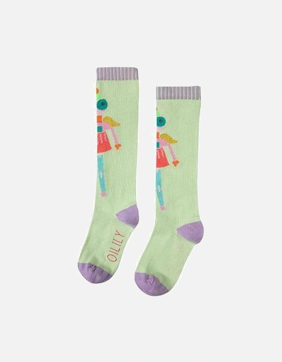 Girls Green Mafalda Knee Socks, 3 of 2