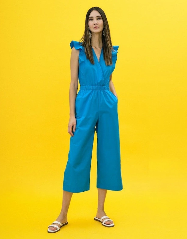 Cropped jumpsuit with ruffles